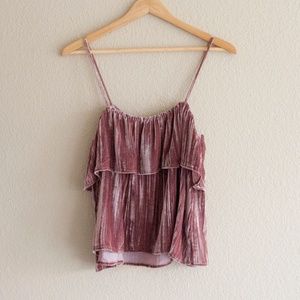 Madewell Crushed Velvet Ruffled Tank Top Boho
